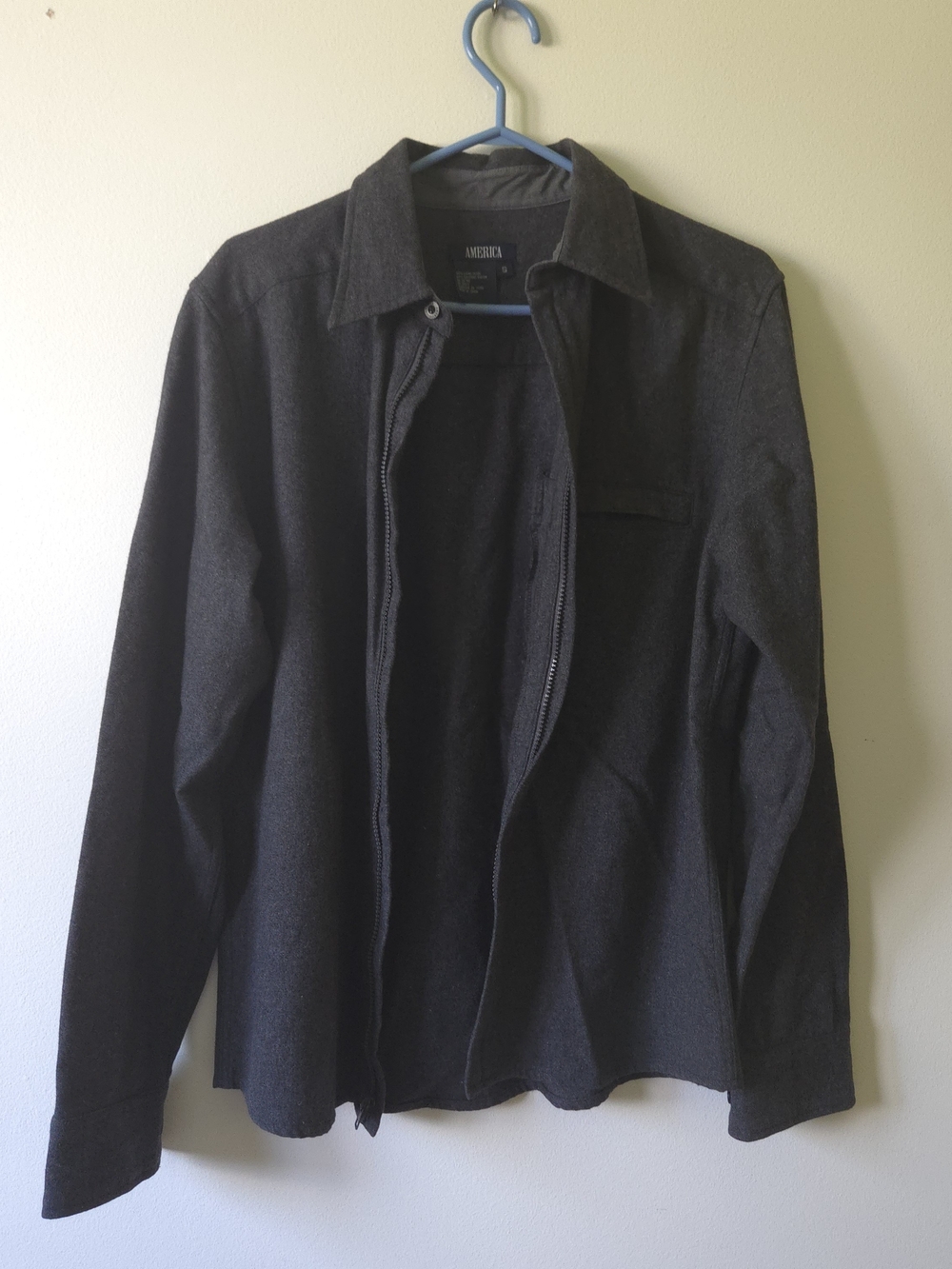 America Today Wool Blend Full Zip Shirt Jacket Charcoal Grey Men's Small